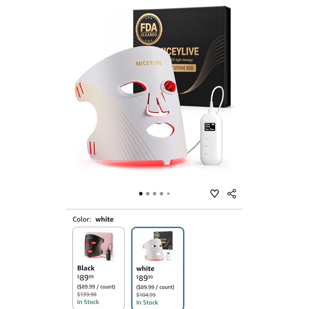 MICEYLIVE LED Face Mask Red Light Therapy 850nm NIR Blue Light Wrinkle Acne NEW